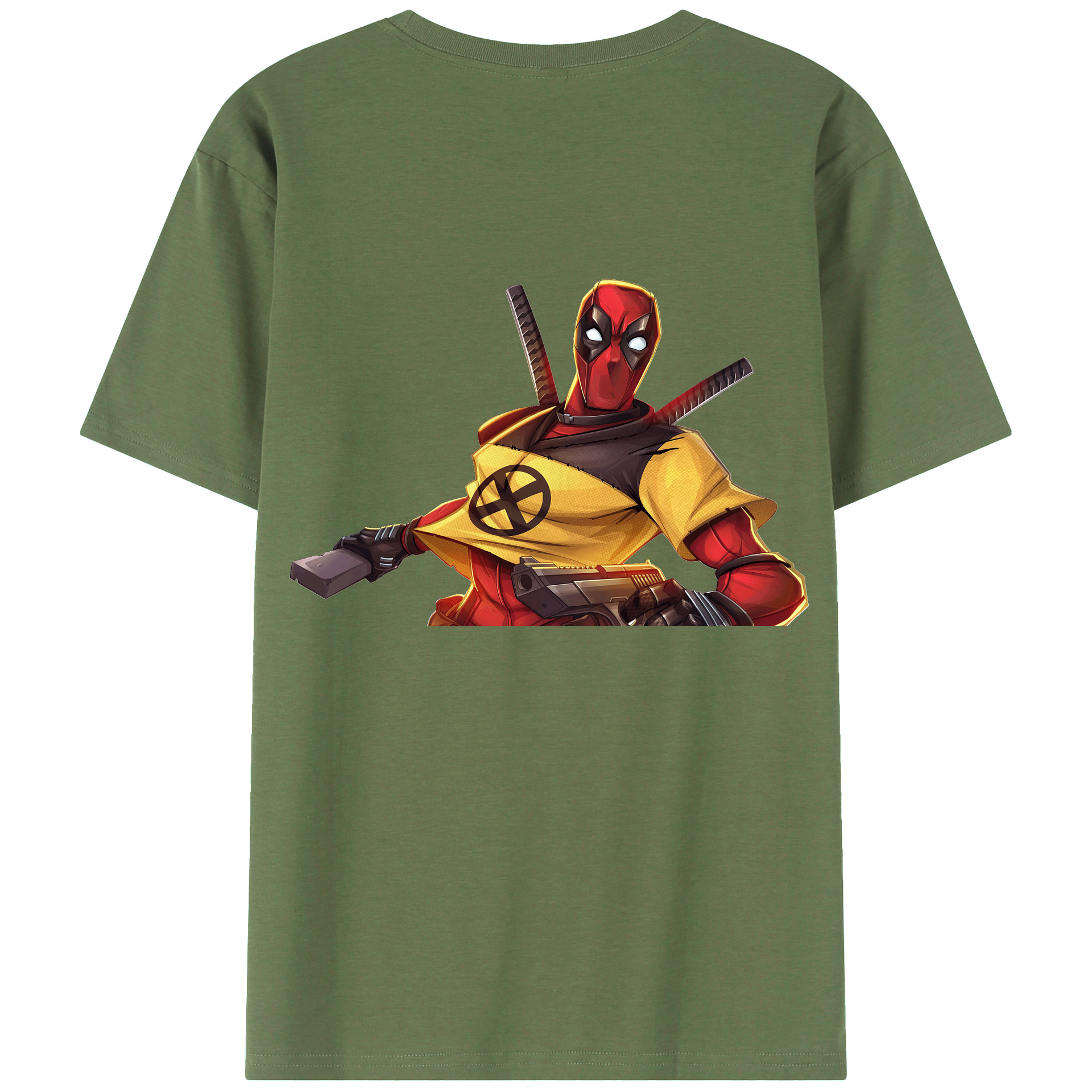 （画像用） Deadpool デッドプール 綿100％ メンズ半袖Tシャツ（バックプリント） 通気性
